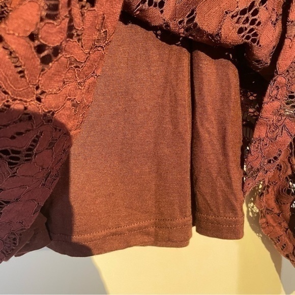 Allison Joy Lace Top Wine Burgundy AVIVA  Long Sleeve Sienna s shirt blouse NWOT - Picture 13 of 14